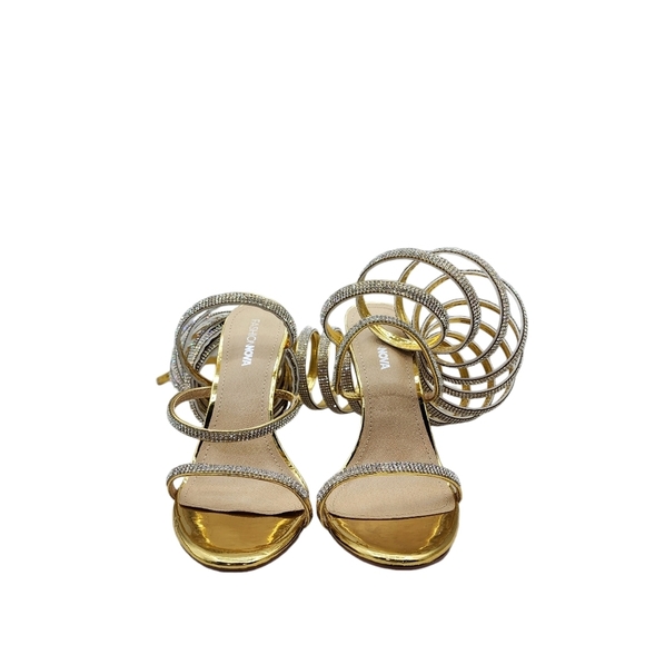 Fashion Nova Women’s Always Undefeated Wrap Up Heels Gold- 9 - Picture 5 of 10